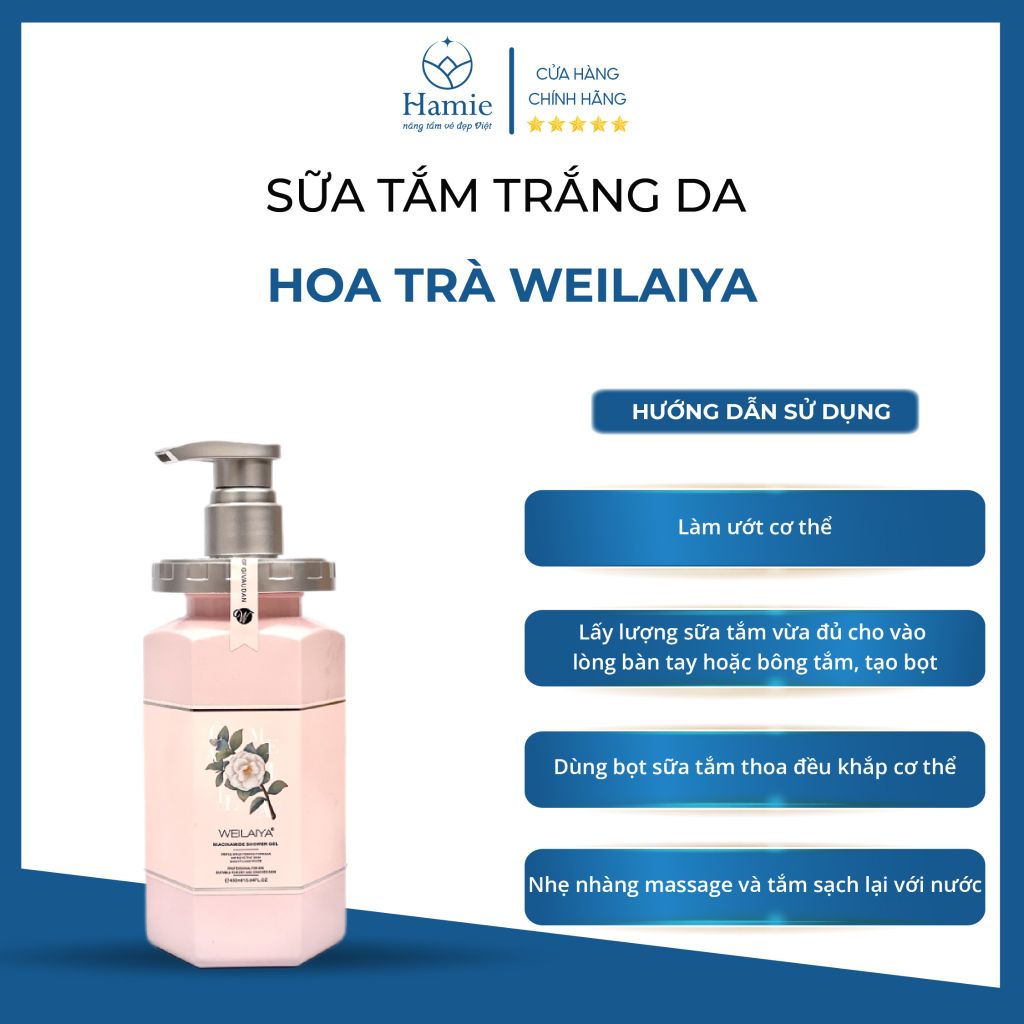 Sữa Tắm Hoa Trà Weilaiya Trắng Da 450ml Hồng Kông