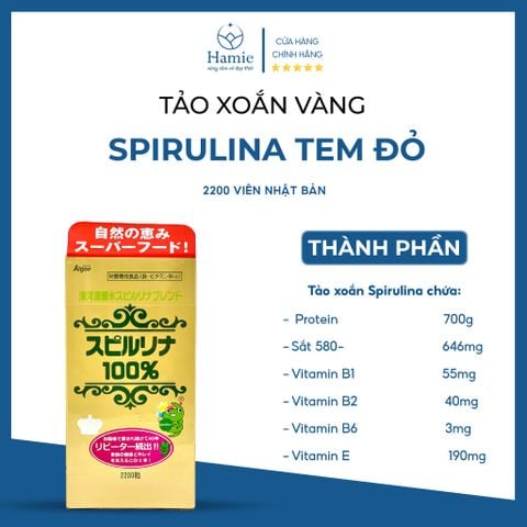 Tảo Vàng 2200v Spirulina Tem Đỏ Nhật Bản