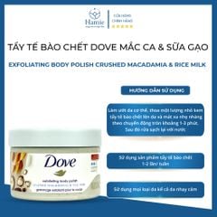 Tẩy Tế Bào Chết Dove Mỹ Mắc Ca & Sữa Gạo 298gr