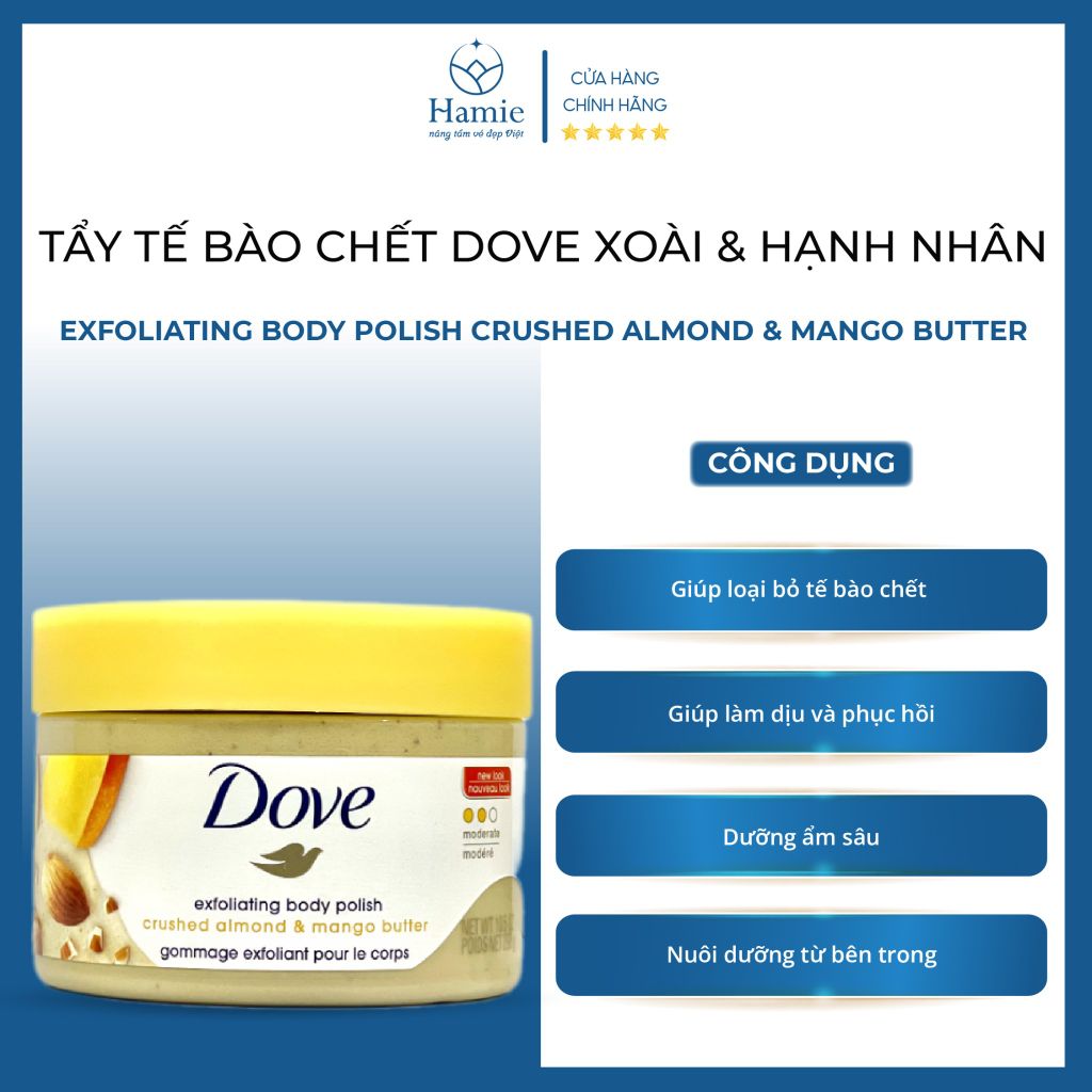 Tẩy Tế Bào Chết Body Dove Xoài & Hạnh Nhân 298gr Mỹ