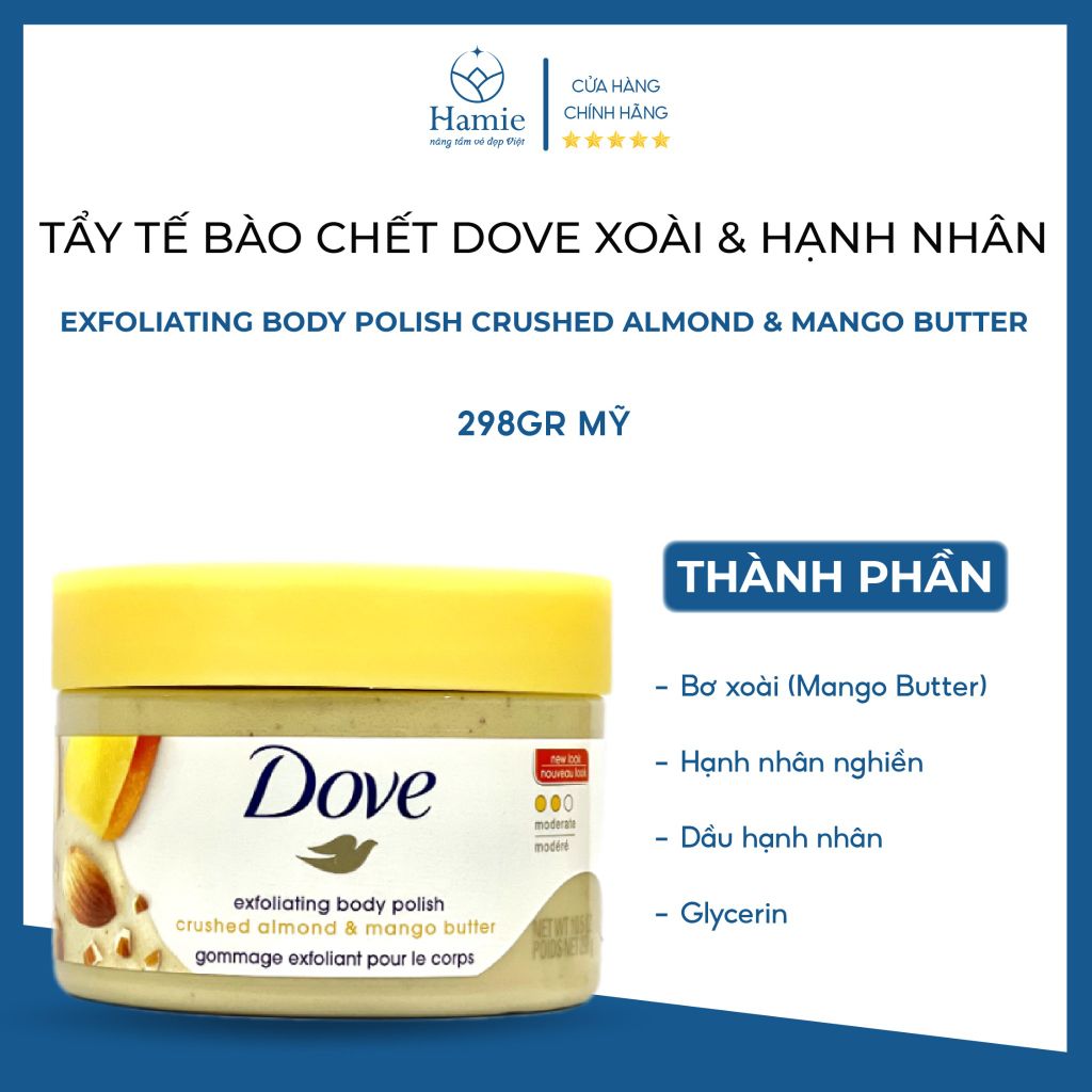 Tẩy Tế Bào Chết Body Dove Xoài & Hạnh Nhân 298gr Mỹ