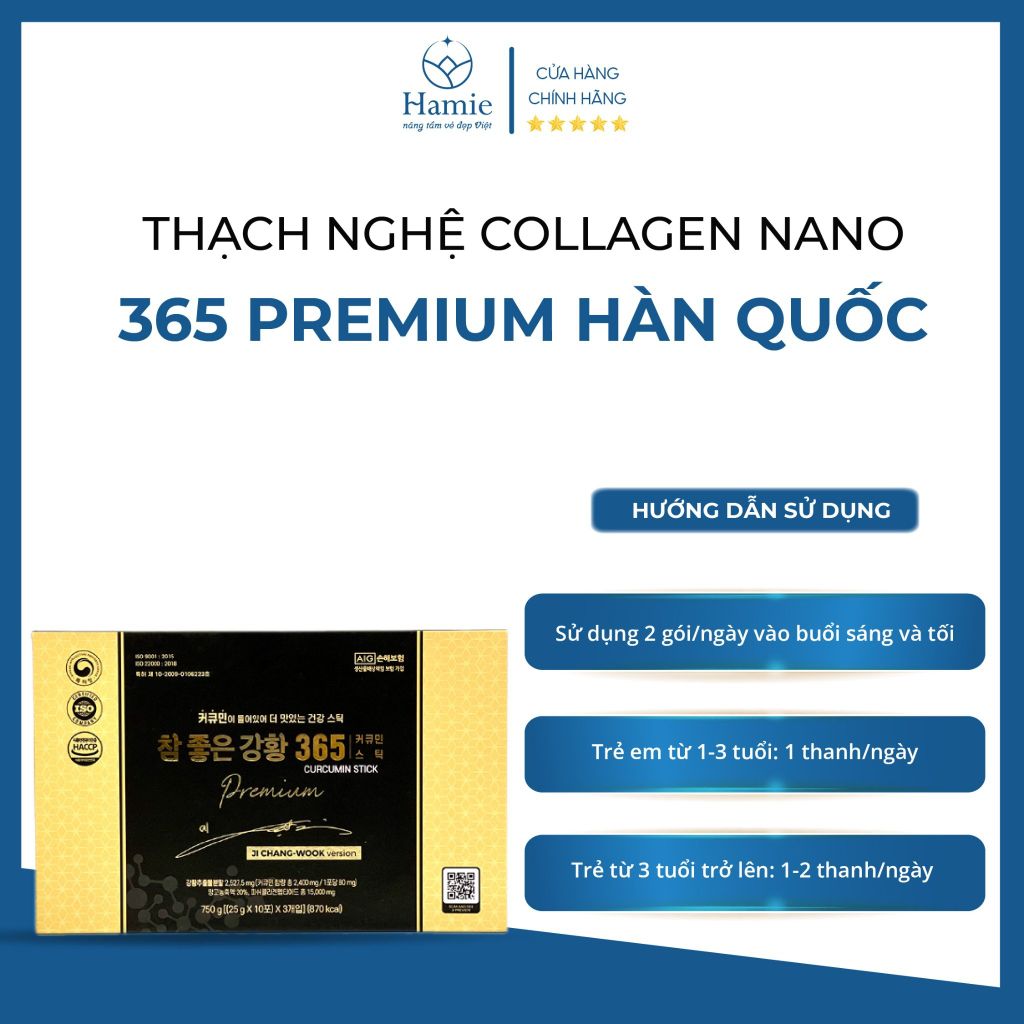 Thạch Nghệ Collagen Nano 365 Premium Hàn Quốc Hộp 30 Gói
