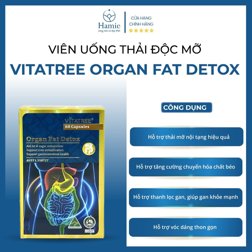 Viên Uống Thải Độc Mỡ Nội Tạng Vitatree Organ Fat Detox 60 Úc