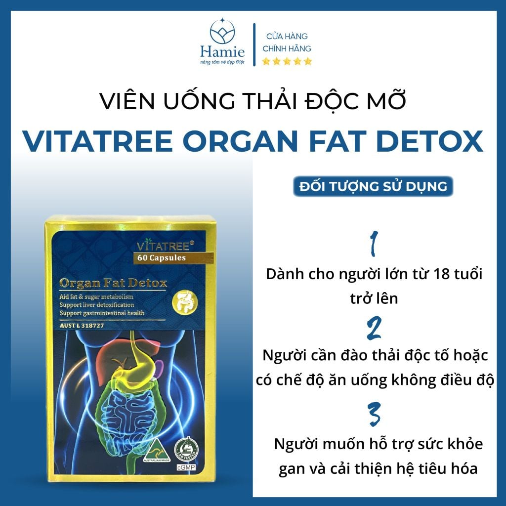 Viên Uống Thải Độc Mỡ Nội Tạng Vitatree Organ Fat Detox 60 Úc