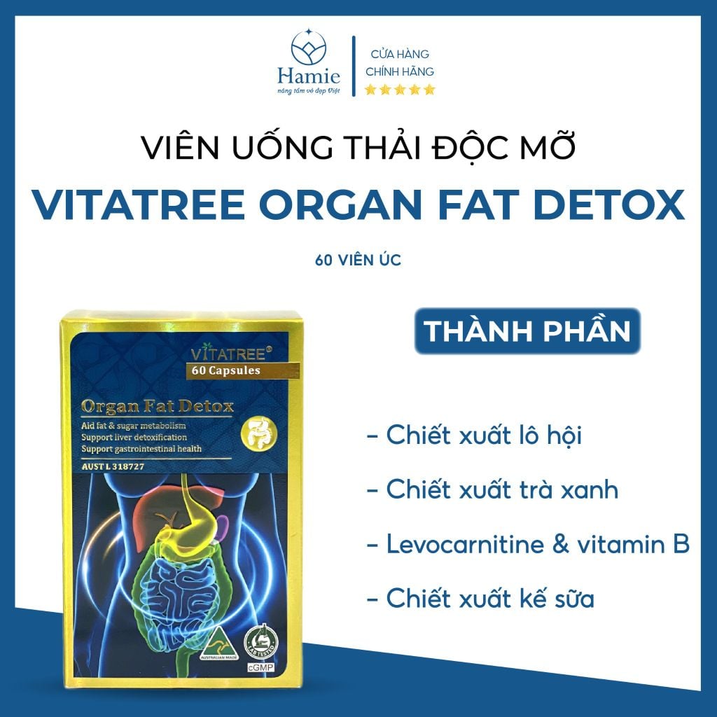 Viên Uống Thải Độc Mỡ Nội Tạng Vitatree Organ Fat Detox 60 Úc