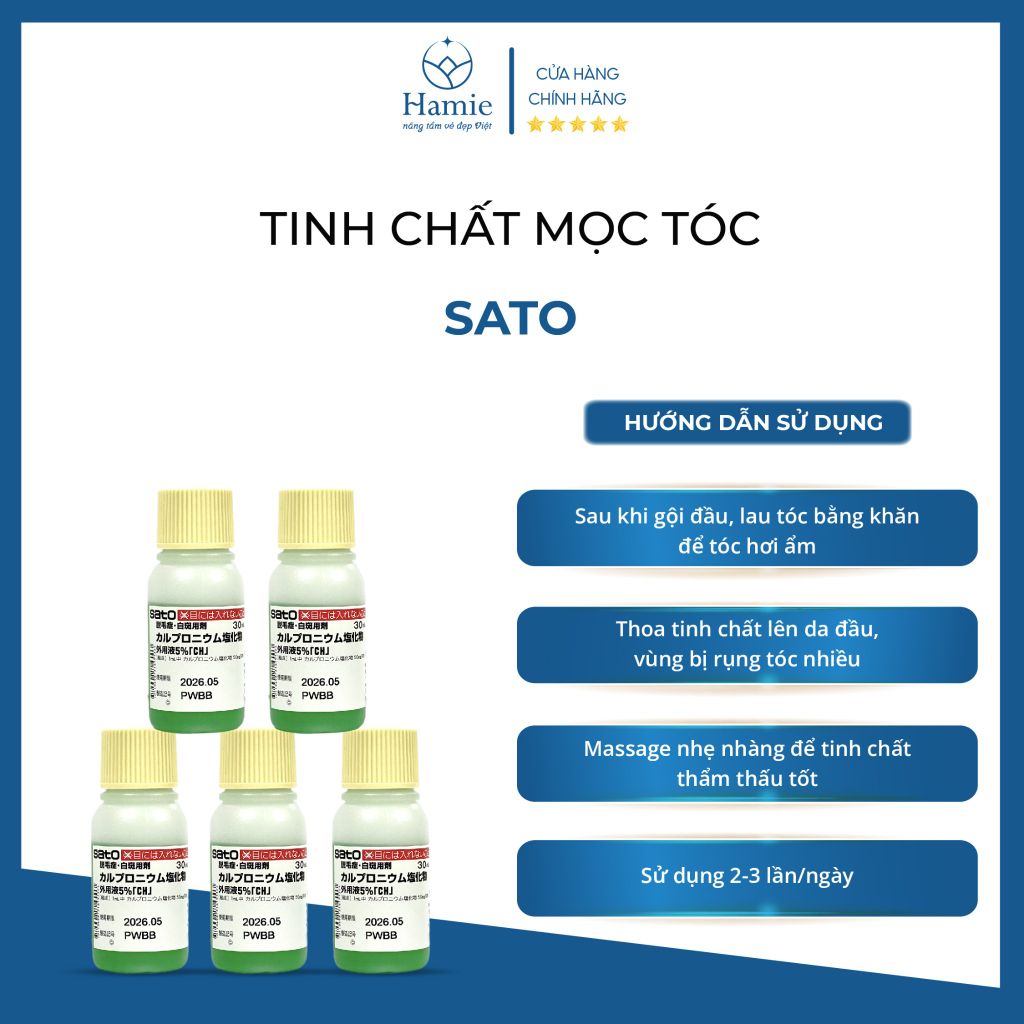 Tinh Chất Mọc Tóc Sato Nhật Bản 30ml set 5 chai