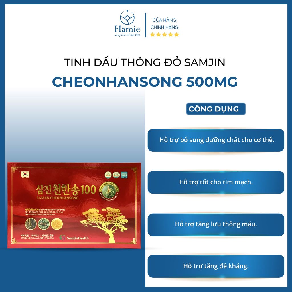 Viên uống Tinh Dầu Thông Đỏ Hàn Quốc Samjin Cheonhansong 500mg 120 Viên