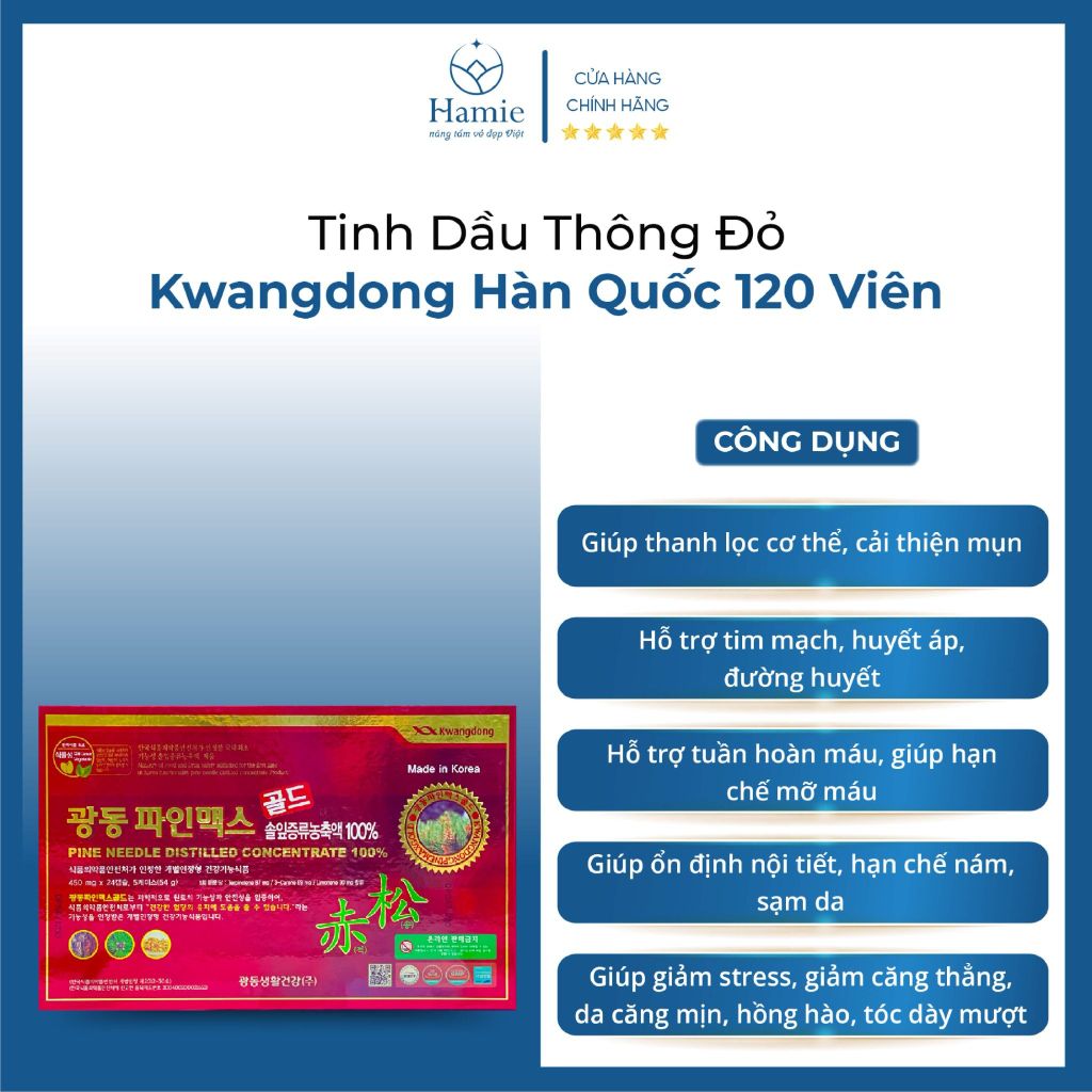 Tinh Dầu Thông Đỏ Kwangdong Hàn Quốc 120 Viên