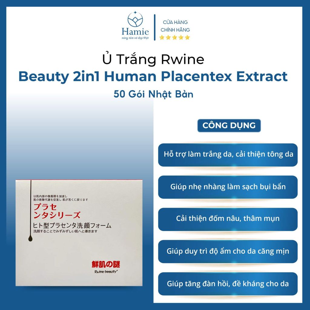 Ủ Trắng Rwine Beauty 2in1 Human Placentex Extract 50 Gói Nhật Bản