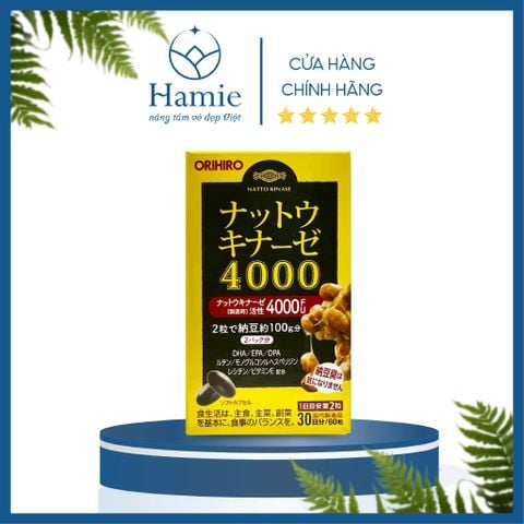 Viên Uống Orihiro Hỗ Trợ Điều Trị Đột Quỵ Natto Kinase 4000FU 60 Viên Nhật Bản
