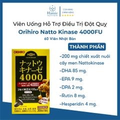 Viên Uống Orihiro Hỗ Trợ Điều Trị Đột Quỵ Natto Kinase 4000FU 60 Viên Nhật Bản