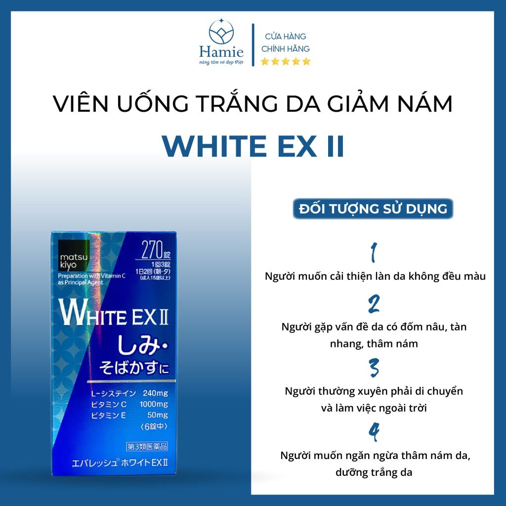 Viên Uống Trắng Da Giảm Nám White EX II 270 Viên Nhật Bản