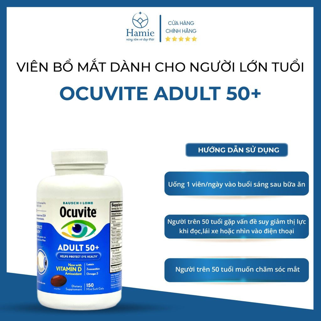 Ocuvite 150 Viên Bổ Mắt Dành Cho Người Lớn Tuổi Adult 50+Mỹ