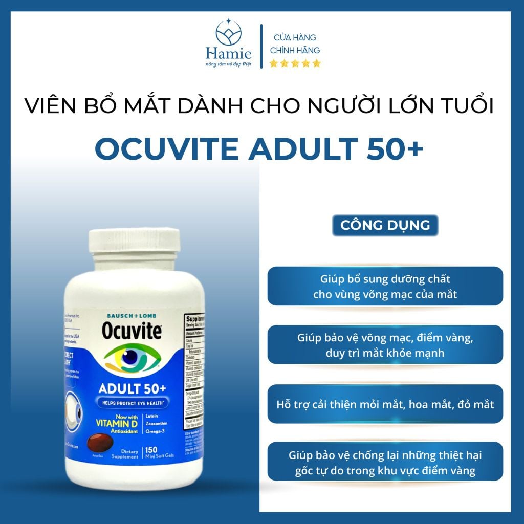 Ocuvite 150 Viên Bổ Mắt Dành Cho Người Lớn Tuổi Adult 50+Mỹ