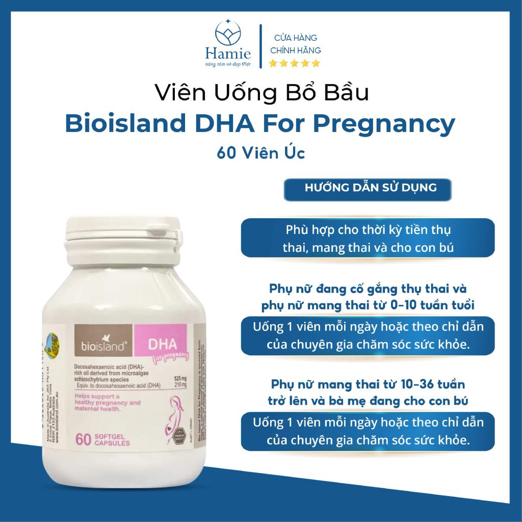 Bioisland Cho Bà Bầu DHA For Pregnancy 60 Viên Úc