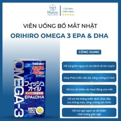 Viên Uống Bổ Mắt Nhật Orihiro Omega 3 EPA & DHA 180 Viên Nhật Bản