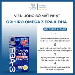 Viên Uống Bổ Mắt Nhật Orihiro Omega 3 EPA & DHA 180 Viên Nhật Bản