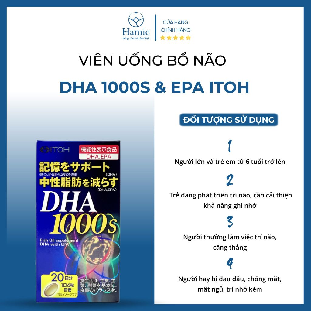 Viên Uống Bổ Não DHA 1000s & EPA Itoh Nhật Bản 120 Viên