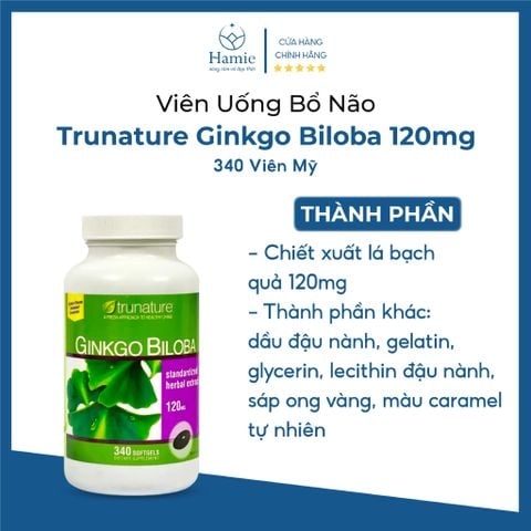 Viên Uống Bổ Não Trunature Ginkgo Biloba 340 Viên Của Mỹ