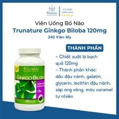 Thuốc Uống Bổ Não Mỹ Trunature Ginkgo Biloba 120mg 340 Viên