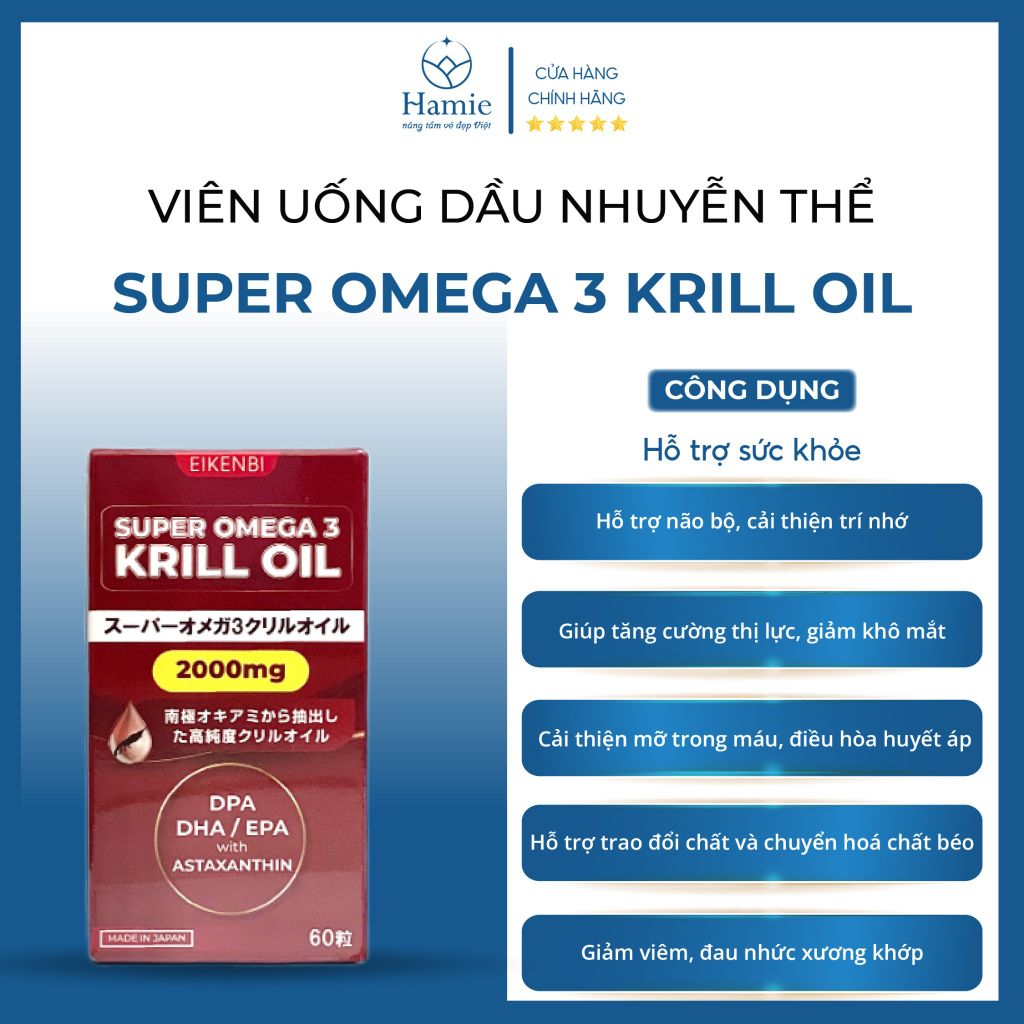 Viên Uống Dầu Nhuyễn Thể Super Omega 3 Krill Oil 60 Viên Nhật Bản