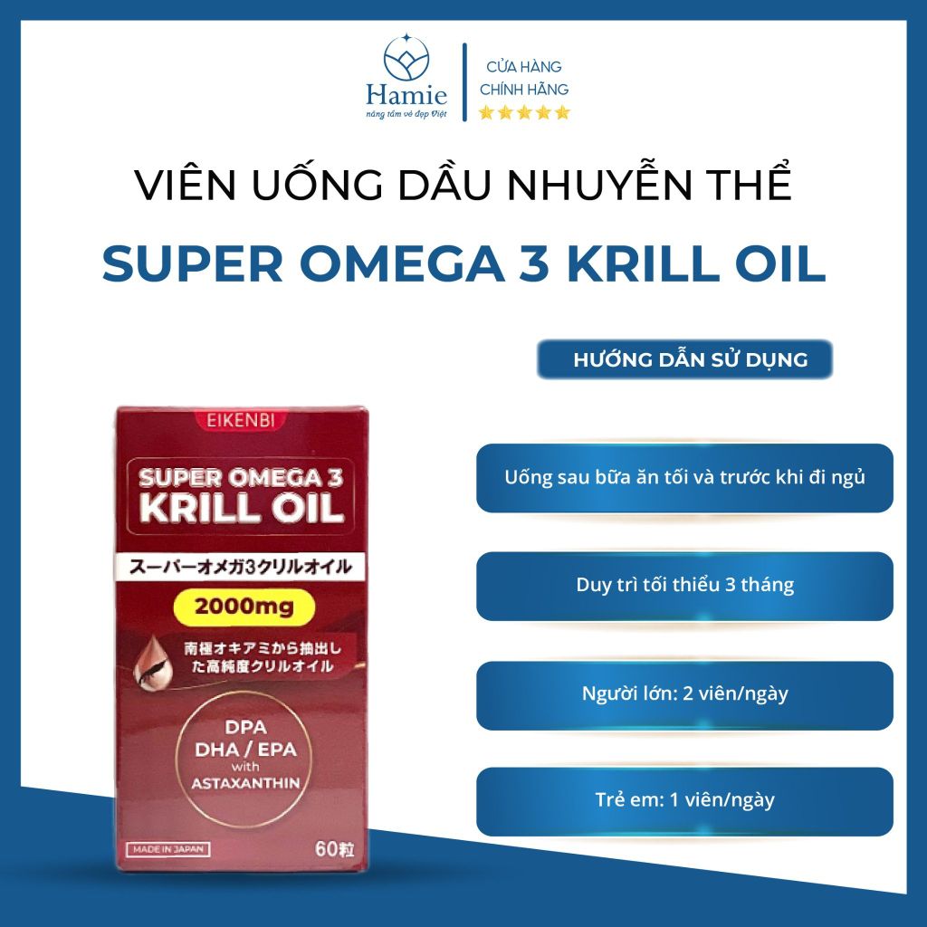 Viên Uống Dầu Nhuyễn Thể Super Omega 3 Krill Oil 60 Viên Nhật Bản