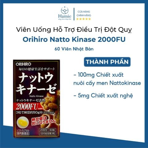 Viên Uống Đậu Nành Đột Quỵ Orihiro Natto Kinase 2000FU 60 Viên Nhật Bản