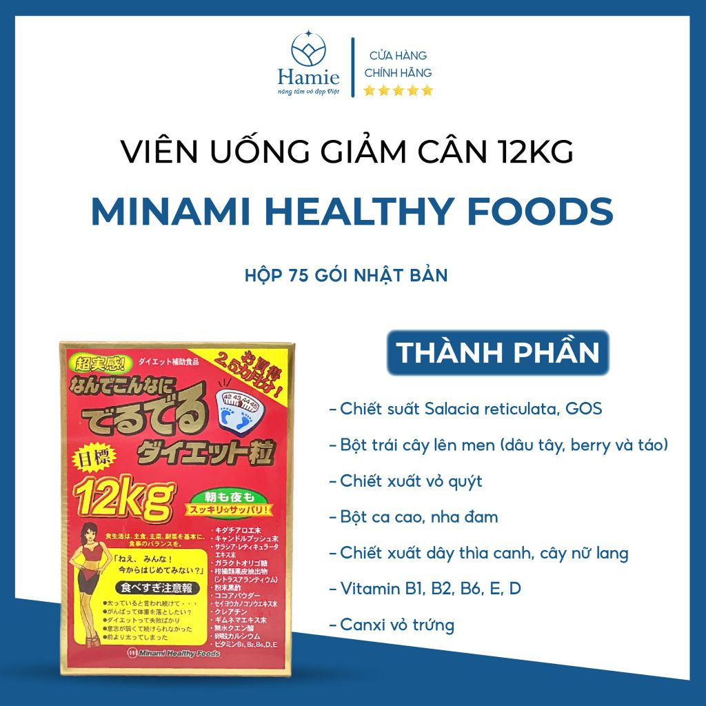 Viên Uống Giảm Cân 12kg Minami Healthy Foods Nhật Bản Hộp 75 Gói