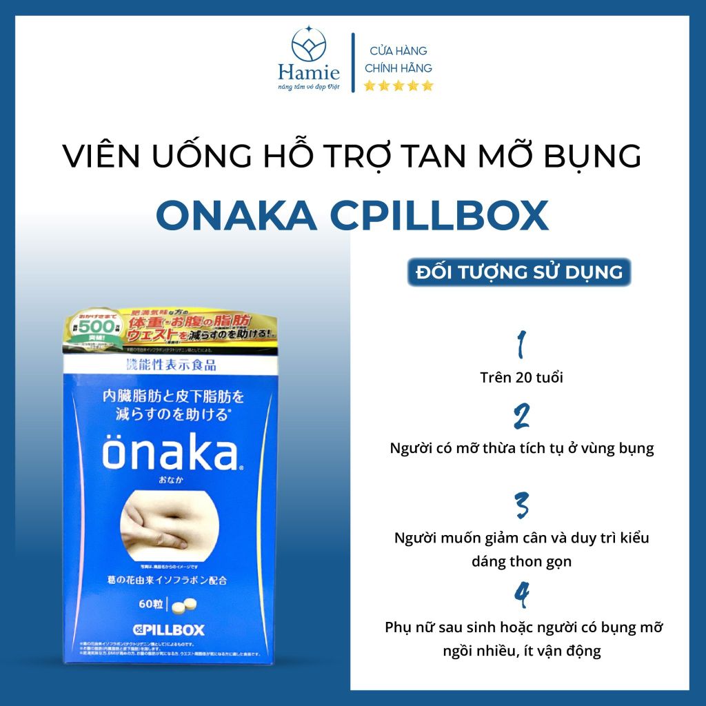 Viên Uống Hỗ Trợ Tan Mỡ Bụng Onaka Cpillbox 60 Viên Nhật Bản