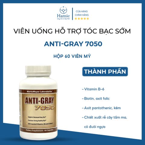 Viên Uống Anti-Gray 7050 Hỗ Trợ Tóc Bạc Sớm Mỹ Hộp 60 Viên