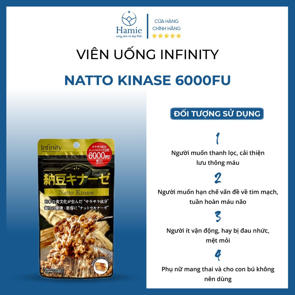 Viên Uống Ngừa Tai Biến Infinity Natto Kinase 6000FU 60 Viên Nhật Bản