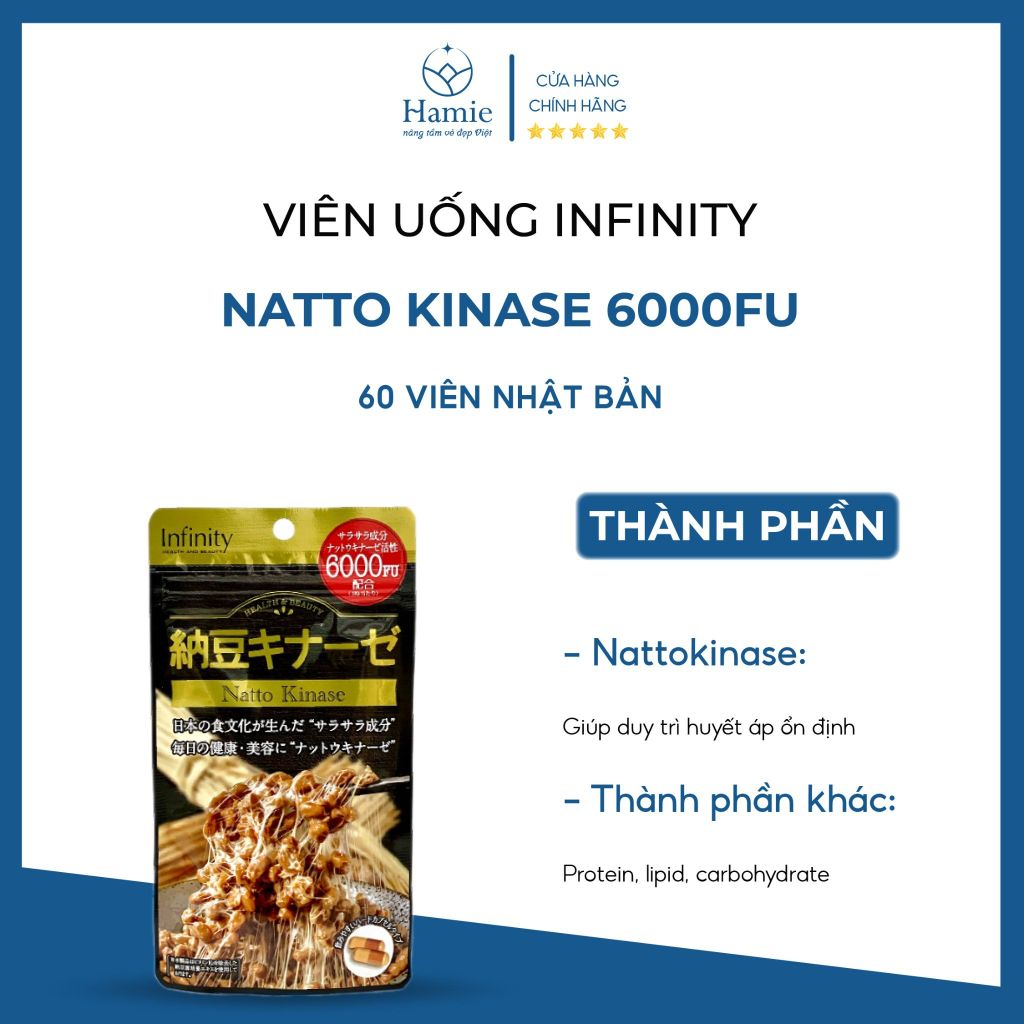 Viên Uống Ngừa Tai Biến Infinity Natto Kinase 6000FU 60 Viên Nhật Bản