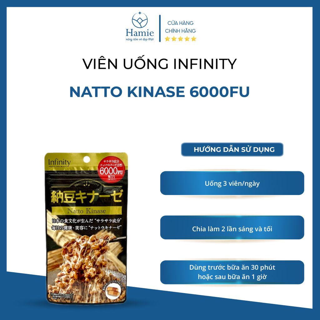 Viên Uống Ngừa Tai Biến Infinity Natto Kinase 6000FU 60 Viên Nhật Bản