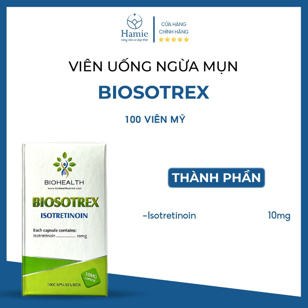 Viên Uống Ngừa Mụn Biosotrex Mỹ Hộp 100 Viên