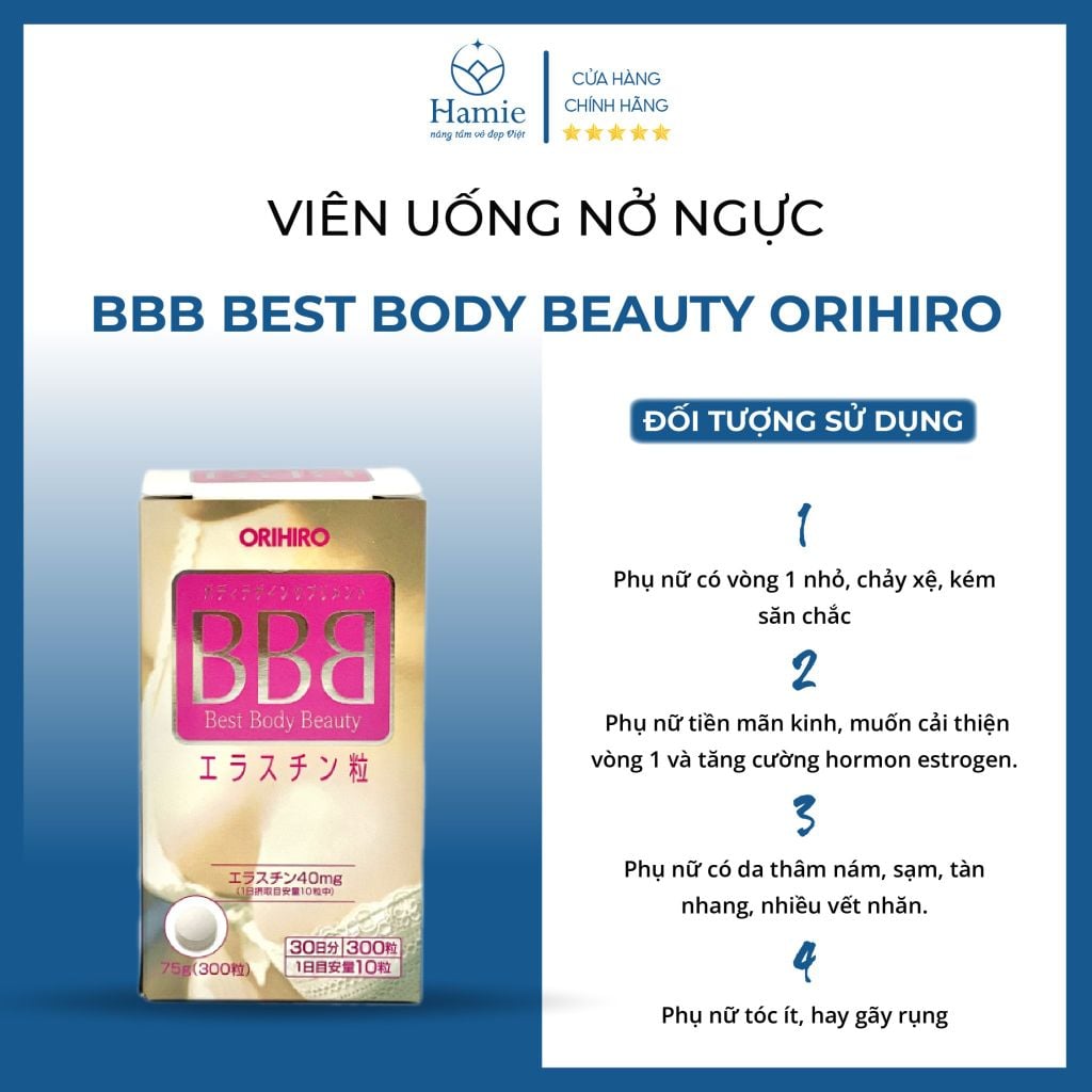 Viên Uống Nở Ngực BBB Best Body Beauty Orihiro 300 Viên Nhật Bản