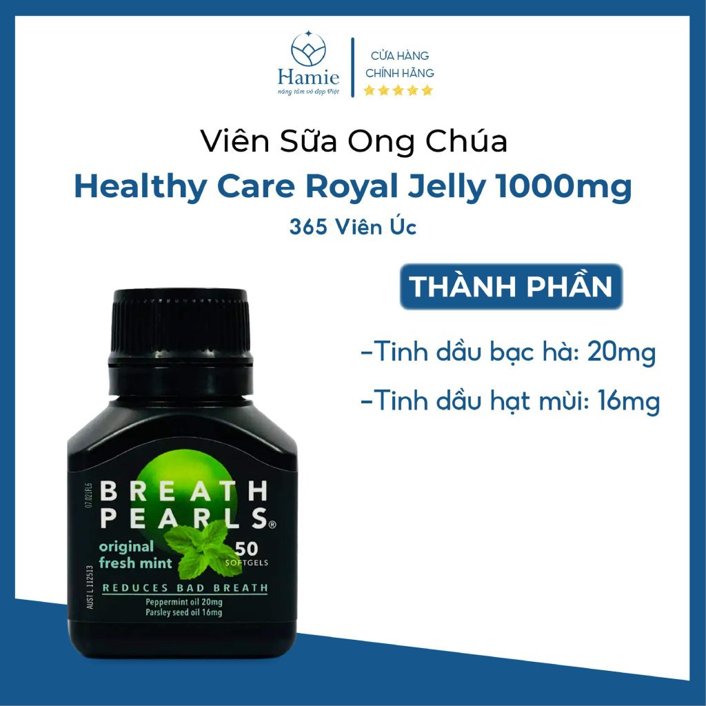 Breath Pearls Chính Hãng Viên Uống Thơm Miệng Original Úc 50 Viên