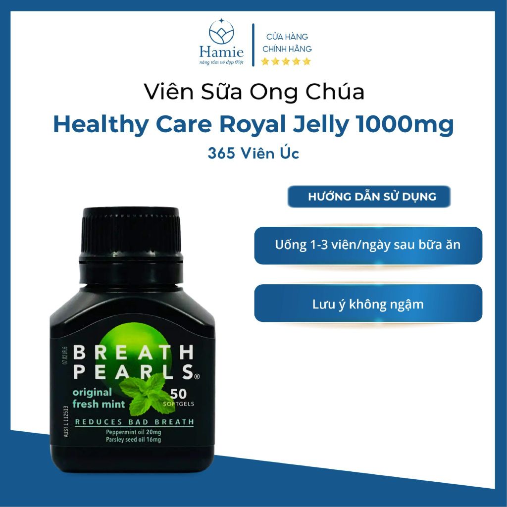 Breath Pearls Chính Hãng Viên Uống Thơm Miệng Original Úc 50 Viên