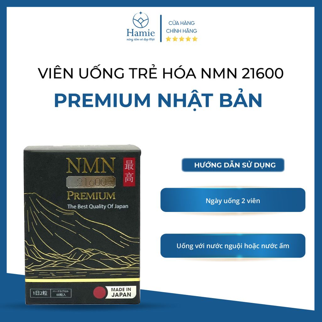 NMN 21600 Premium Viên Uống Trẻ Hóa Nhật Bản Hộp 60 Viên