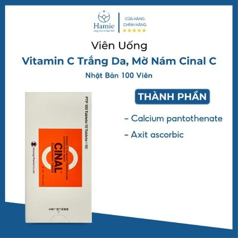 Vitamin C trắng da dạng viên Mờ Nám Cinal C Nhật Bản 100 Viên