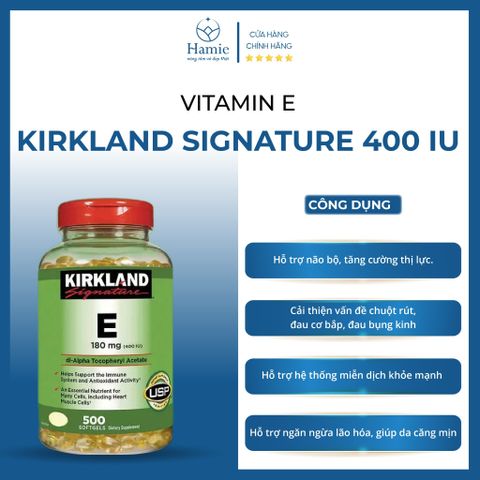 Viên uống Vitamin E Kirkland Signature 400 IU 500 Viên Mỹ
