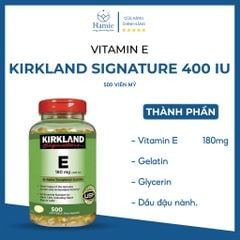 Viên uống Vitamin E Kirkland Signature 400 IU 500 Viên Mỹ