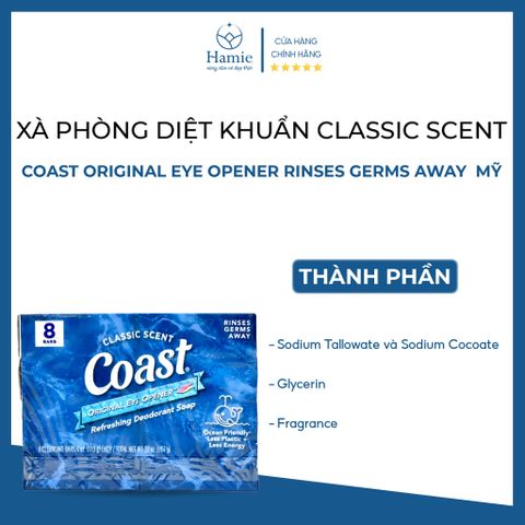 Xà Bông Coast Original Eye Opener Diệt Khuẩn 113gr x8 cục Mỹ