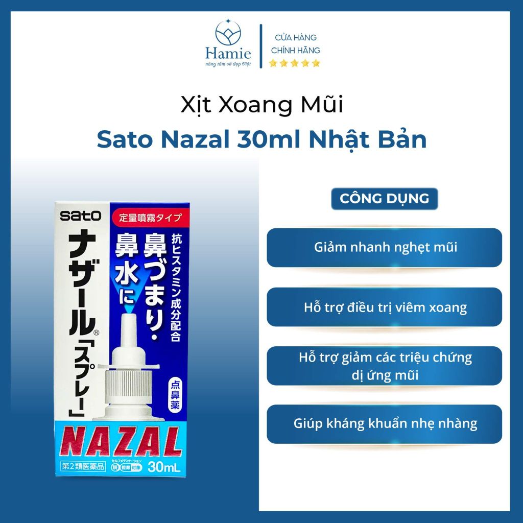 Xịt Xoang Mũi Sato Nazal 30ml Nhật Bản