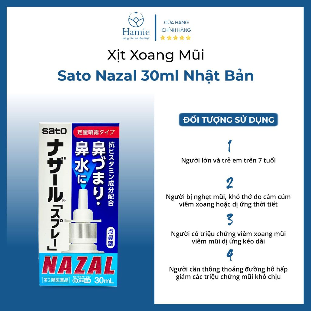 Xịt Xoang Mũi Sato Nazal 30ml Nhật Bản