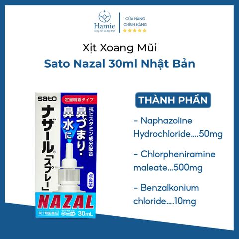 Xịt Xoang Mũi Sato Nazal 30ml Nhật Bản