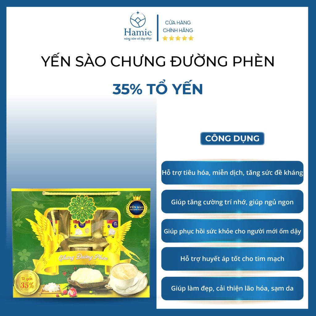 Yến Sào Chưng Đường Phèn 35% Tổ Yến 70ml x 6 Lọ Việt Nam