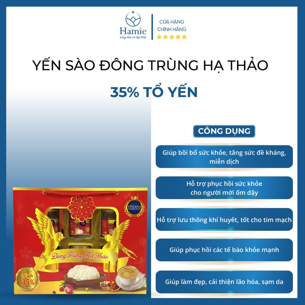 Yến Sào Đông Trùng Hạ Thảo 35% Tổ Yến 70ml x 6 Lọ Việt Nam