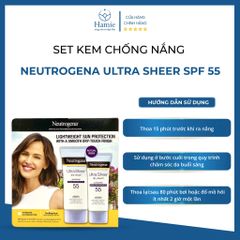 Set Kem Chống Nắng Neutrogena Ultra Sheer SPF 55 Mỹ