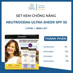 Set Kem Chống Nắng Neutrogena Ultra Sheer SPF 55 Mỹ