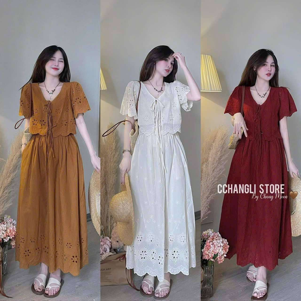  Set váy ren hoa xinh V12 